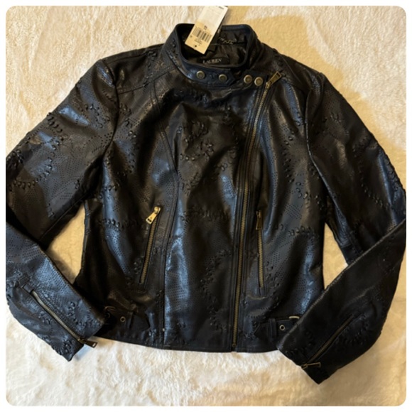 RALPH LAUREN TOOLED LEATHER MOTO JACKET SIZE 10 NWT - Picture 13 of 16